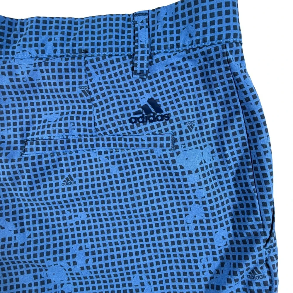Adidas Golf Shorts Mens 36 Blue Grid Print Primegreen Performance Athletic Short